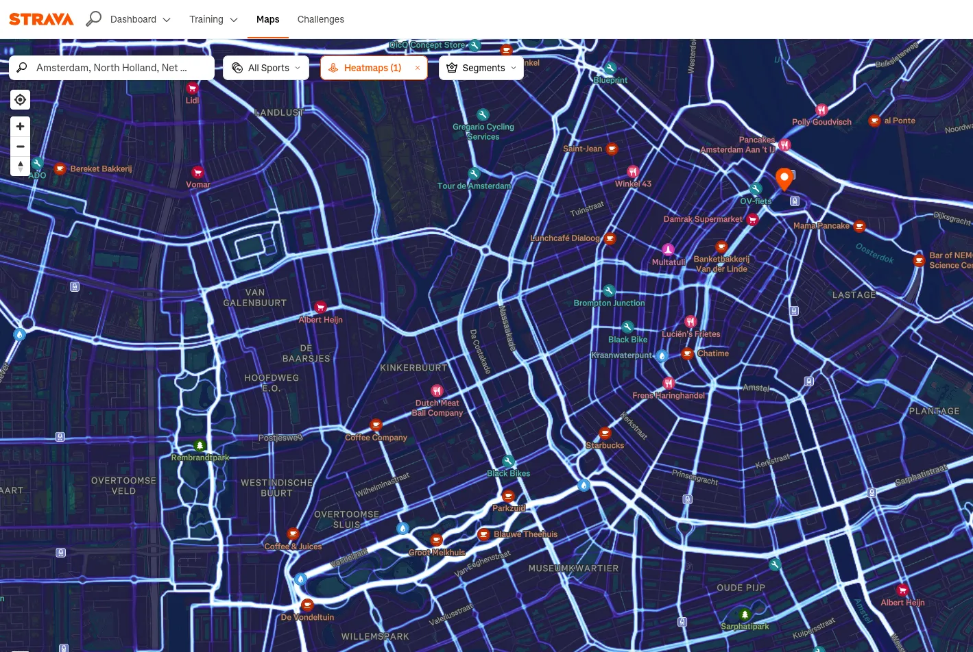 Strava heatmap webpage